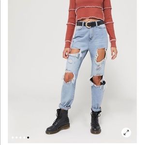 BDG High-Waisted Mom Jean- Destroyed Light Wash